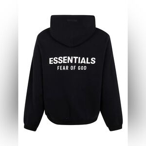 ESSENTIALS Black Fleece Hoodie L